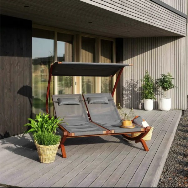 Садовий шезлонг Di Volio Pionza двомісний сірий