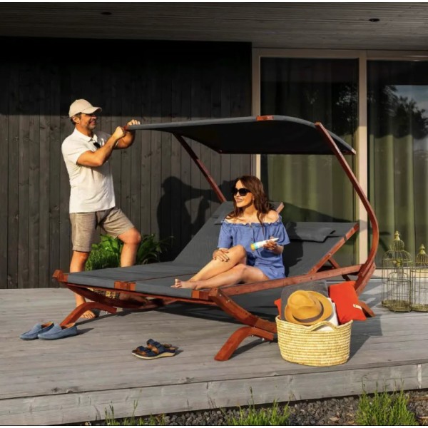 Садовий шезлонг Di Volio Pionza двомісний сірий