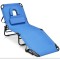 Шезлонг Costway Hanna розкладний з отвором для обличчя блакитний