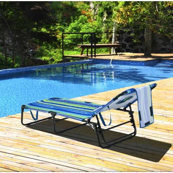 Шезлонг Costway Hanna розкладний з отвором для обличчя синьо-зелений