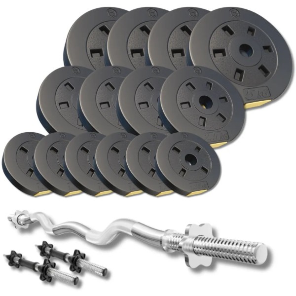 Набір зі штангою та гантелями Besport PowerPro 46 кг з W-подібним грифом 120 см