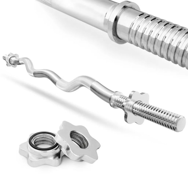 Набір зі штангою та гантелями Besport PowerPro 46 кг з W-подібним грифом 120 см