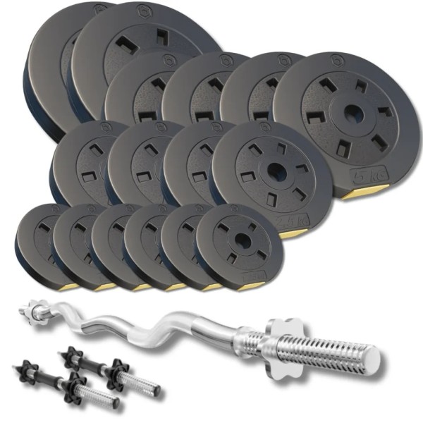 Набір зі штангою та гантелями Besport PowerPro 66 кг з W-подібним грифом 120 см