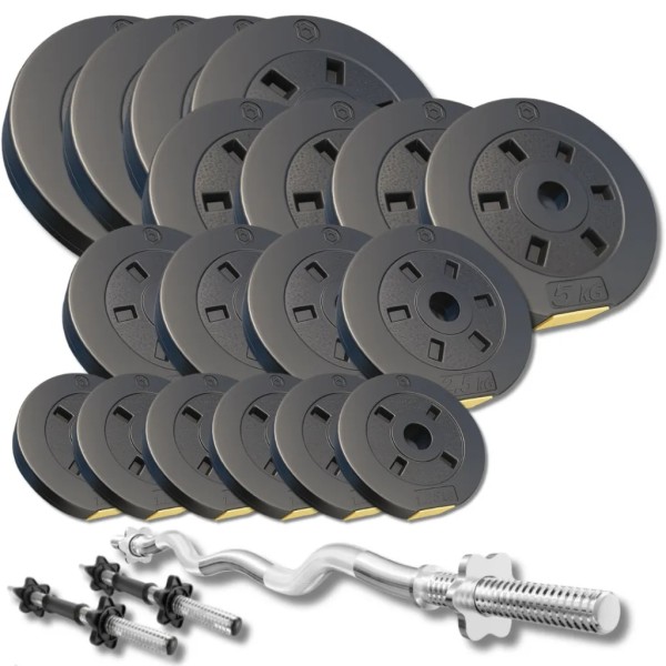 Набір зі штангою та гантелями Besport PowerPro 86 кг з W-подібним грифом 120 см