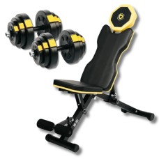 Набір з лавою Besport WB-002 та гантелями PowerPro 2×18,5 кг