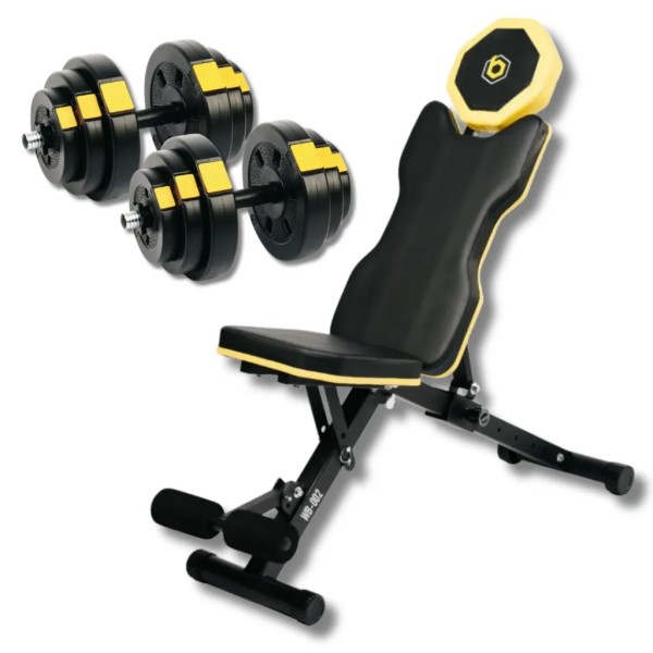 Набір з лавою Besport WB-002 та гантелями PowerPro 2×18,5 кг