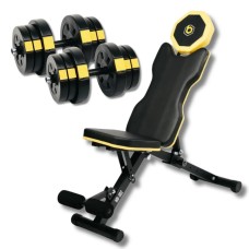 Набір з лавою Besport WB-002 та гантелями PowerPro 2×21 кг