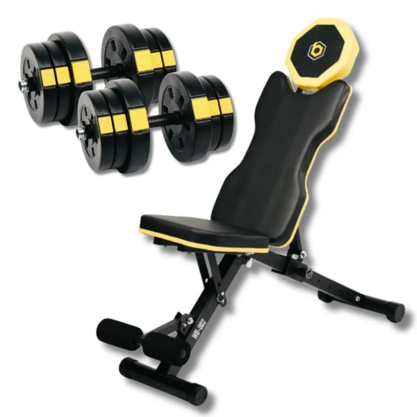 Набір з лавою Besport WB-002 та гантелями PowerPro 2×21 кг