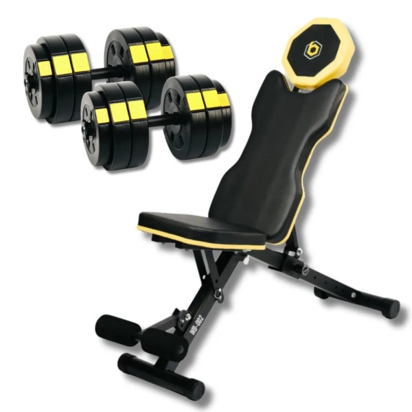 Набір з лавою Besport WB-002 та гантелями PowerPro 2×26 кг