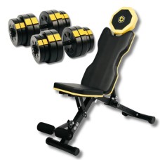 Набір з лавою Besport WB-002 та гантелями PowerPro 2×31 кг