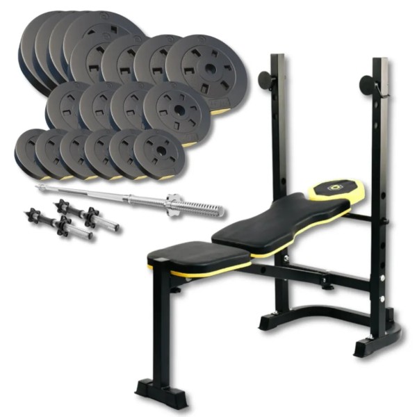 Набір з лавою Besport WB-003, штангою та гантелями PowerPro 89 кг
