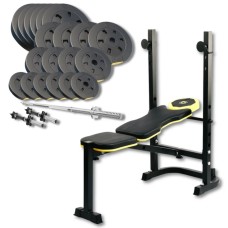 Набір з лавою Besport WB-003, штангою та гантелями PowerPro 109 кг