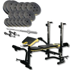 Набір з лавою Besport WB-004, штангою та гантелями PowerPro 68 кг