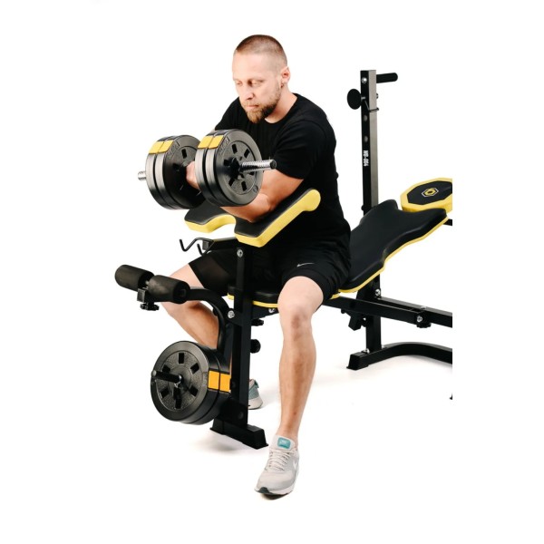 Набір з лавою Besport WB-004, штангою та гантелями PowerPro 89 кг