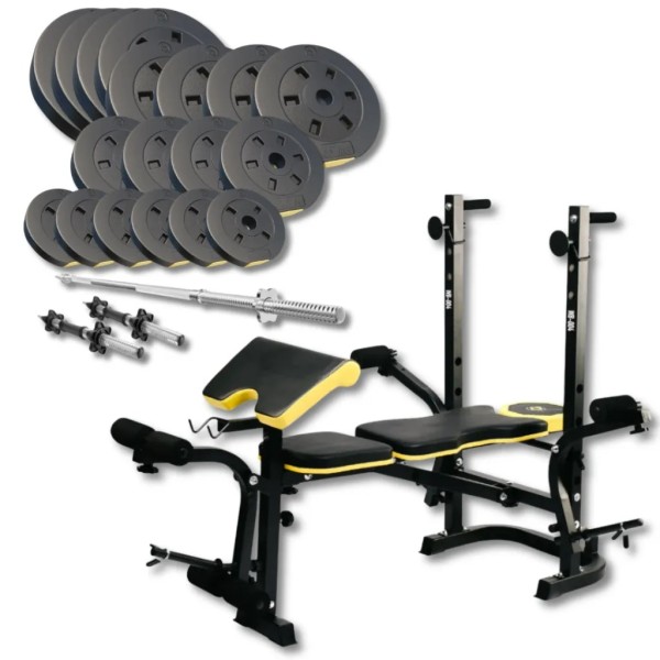 Набір з лавою Besport WB-004, штангою та гантелями PowerPro 89 кг