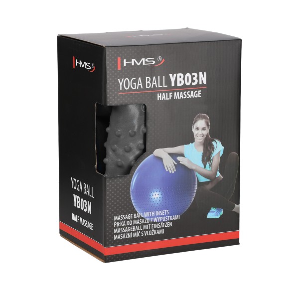 М’яч для фітнесу шипований YB03 New HMS Anti-Burst 65 см сірий + насос