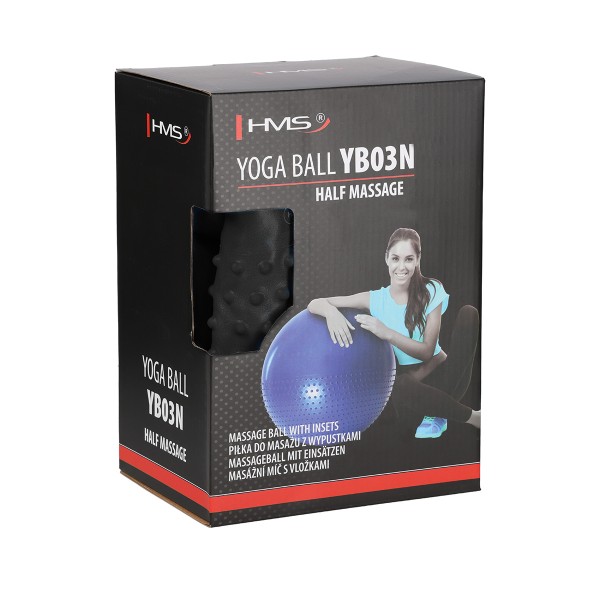 М’яч для фітнесу шипований YB03 New HMS Anti-Burst 75 см чорний + насос