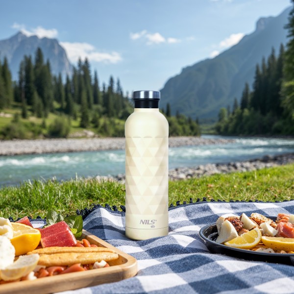 Термопляшка Nils NC3805, 750 мл, нержавіюча сталь, бежева