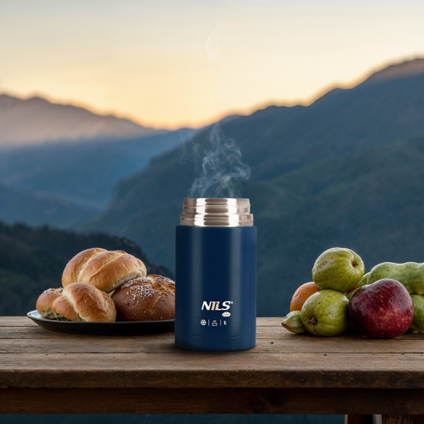 Термос для їжі Nils NC3802, 1000 мл, нержавіюча сталь, синій