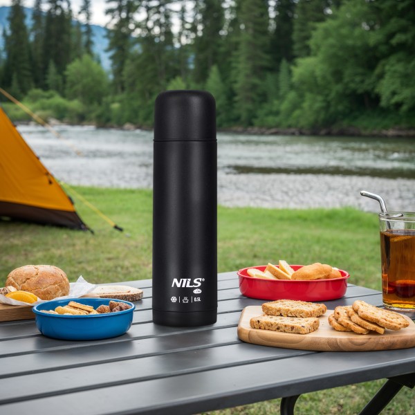 Дорожній термос Nils NC3803, 500 мл, нержавіюча сталь, чорний