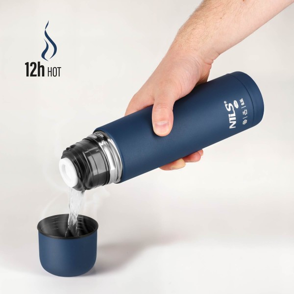 Дорожній термос Nils NC3803, 500 мл, нержавіюча сталь, синій