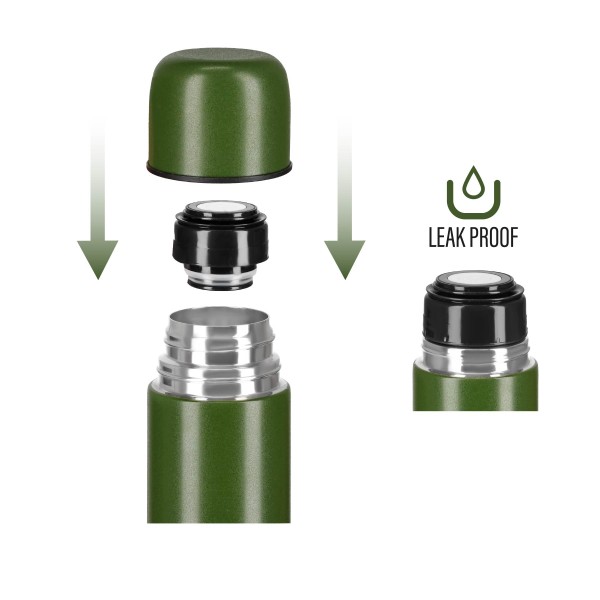 Дорожній термос Nils NC3804, 1000 мл, нержавіюча сталь, зелений
