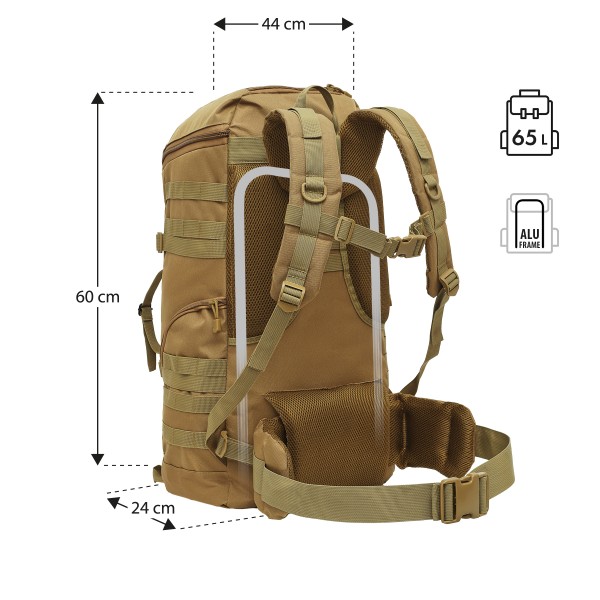 Тактичний рюкзак Nils Camp NC3903 Maverick 65 л, коричневий