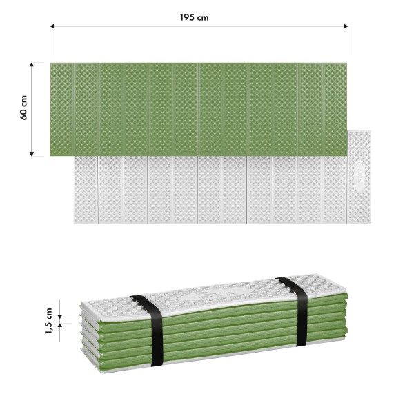 Килимок кемпінговий Nils Camp NC17103, алюмінієва поверхня, 195см, зелений