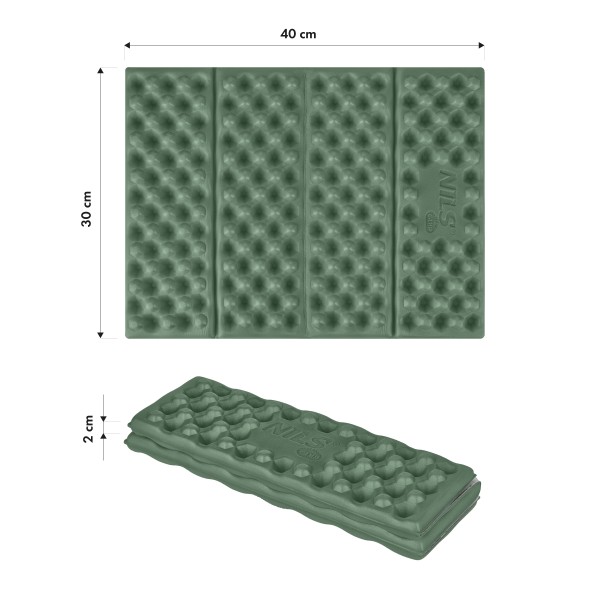 Килимок кемпінговий для сидіння Nils Camp NC17105, алюміній, 40 см, зелений