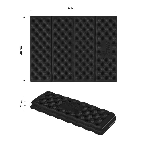 Килимок кемпінговий для сидіння Nils Camp NC17105, алюміній, 40 см, чорний