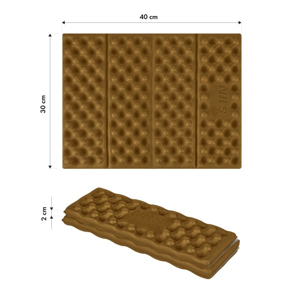 Килимок кемпінговий для сидіння Nils Camp NC17105, алюміній, 40 см, коричневий