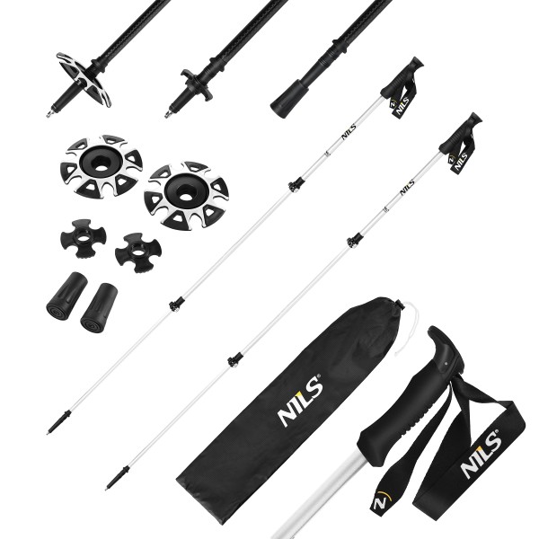 Трекінгові палиці Nils TK8602, телескопічні, алюміній, білі