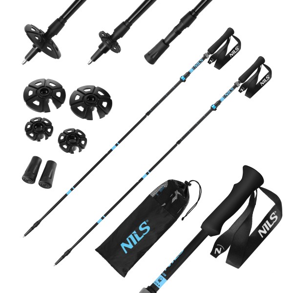 Трекінгові палиці Nils TK8604, складані, алюміній, чорно-сині