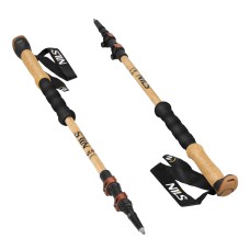 Трекінгові палиці Nils TK8606, телескопічні, алюміній/бамбук, чорно-золоті