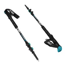 Трекінгові палиці Nils TK8607, телескопічні, карбон, чорно-бірюзові