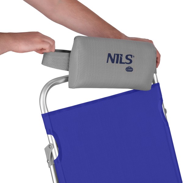 Кемпінгове крісло-шезлонг Nils NC3502, складане, 2-в-1, синє
