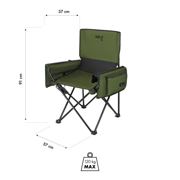 Рибальське крісло Nils Camp NC3703, складане, зелене