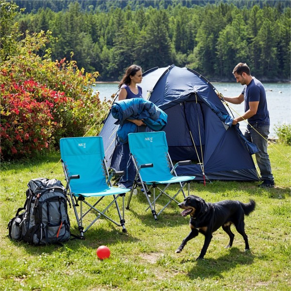 Кемпінгове крісло Nils Camp NC3704, складане, синє