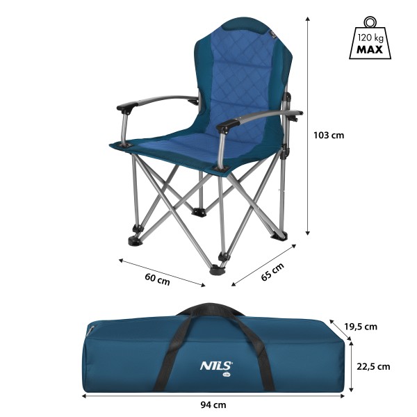 Крісло кемпінгове Nils Camp NC3705, складане, синє