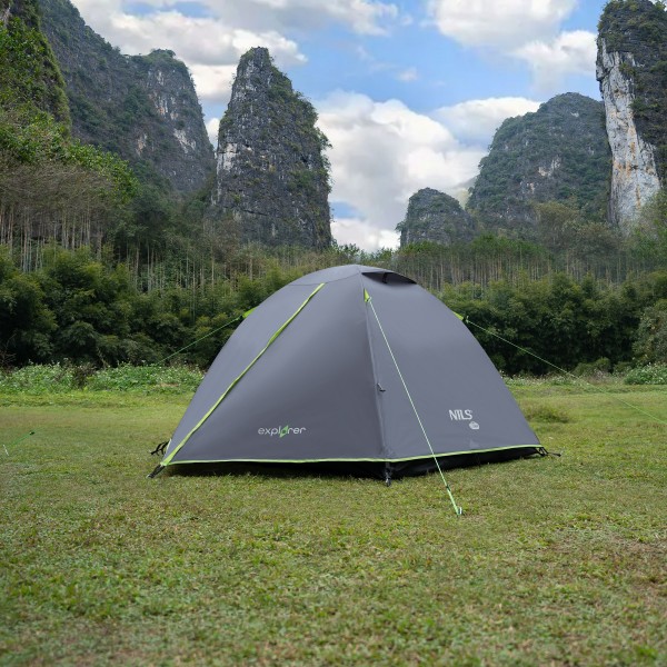 Кемпінговий намет на 3 особи Nils Camp NC6004 Explorer, сірий