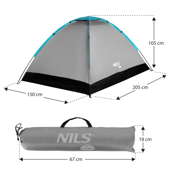 Кемпінговий намет Nils Camp NC3021 для 2 осіб, сірий