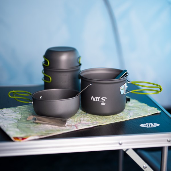Набір туристичного посуду Nils Camp NC1767, 2 каструлі, 2 миски