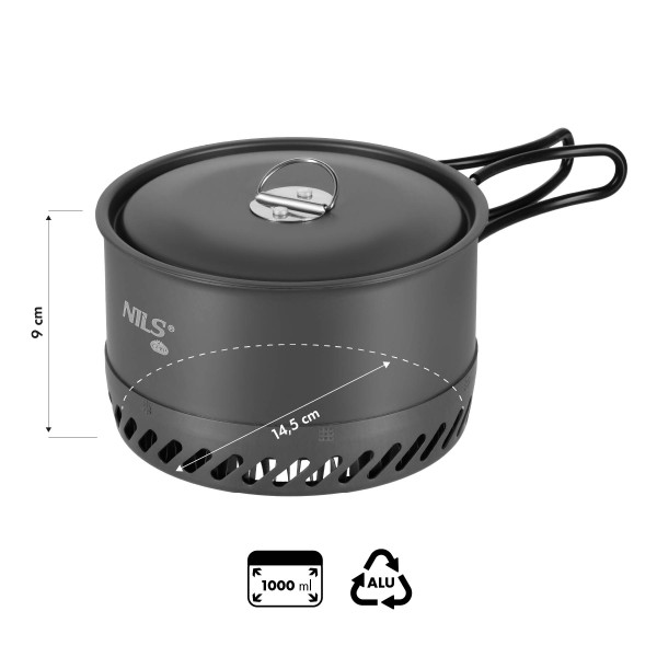Каструля туристична Nils Camp NC4203, з радіатором, 1 л