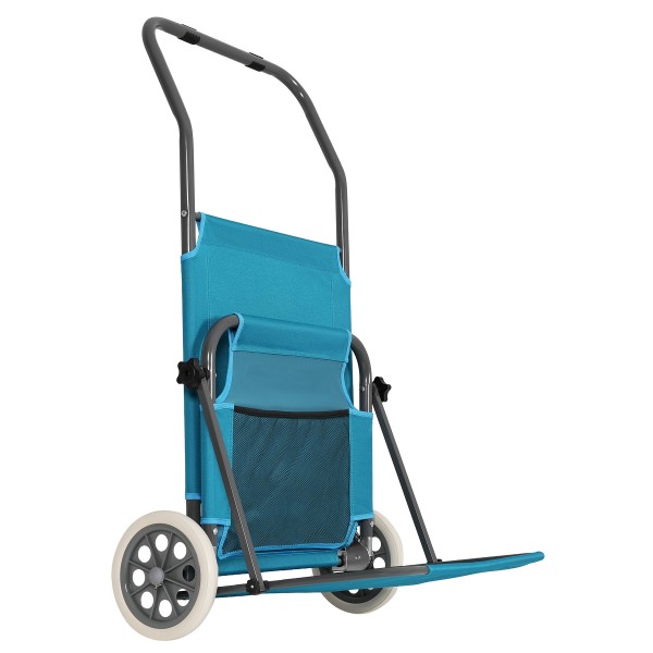 Кемпінговий шезлонг складаний Nils Camp NC3307 з тентом та колесами, блакитний