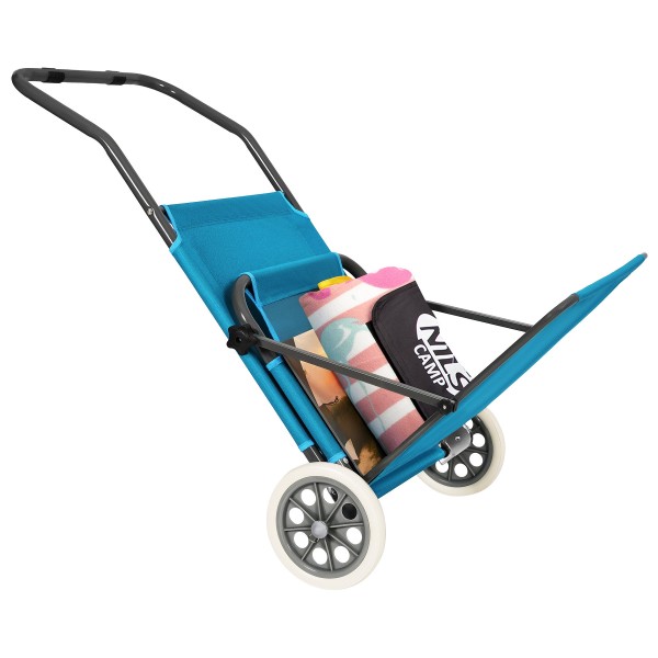 Кемпінговий шезлонг складаний Nils Camp NC3307 з тентом та колесами, блакитний