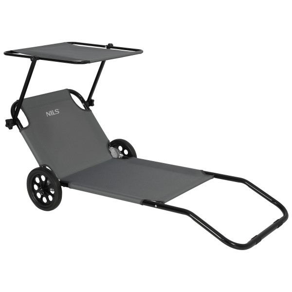 Кемпінговий шезлонг складаний Nils Camp NC3307 з тентом та колесами, сірий