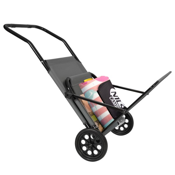 Кемпінговий шезлонг складаний Nils Camp NC3307 з тентом та колесами, сірий