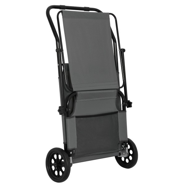 Кемпінговий шезлонг складаний Nils Camp NC3307 з тентом та колесами, сірий