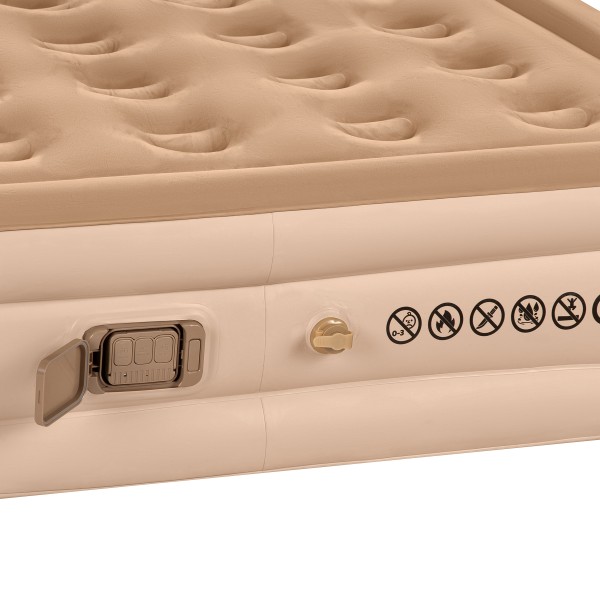 Надувний матрац двоспальний NILS CAMP NC2808, з насосом, бежевий