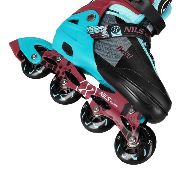 Роликові ковзани Nils NA13810 Twist L (39–42), чорно-бірюзові